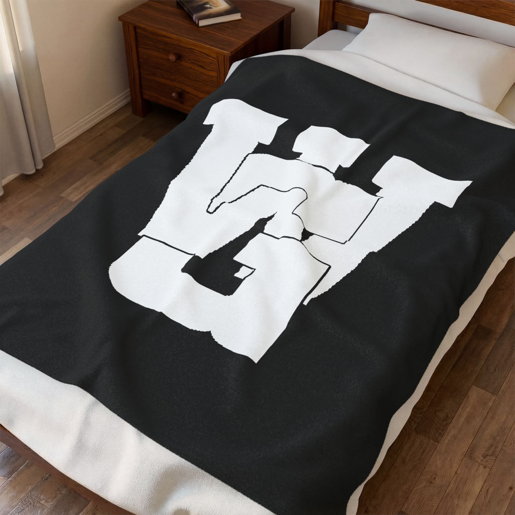 Velveteen Plush Blanket with Bold White Varsity 'W' — Cozy Throw for Dorms, Game Days & Gifts